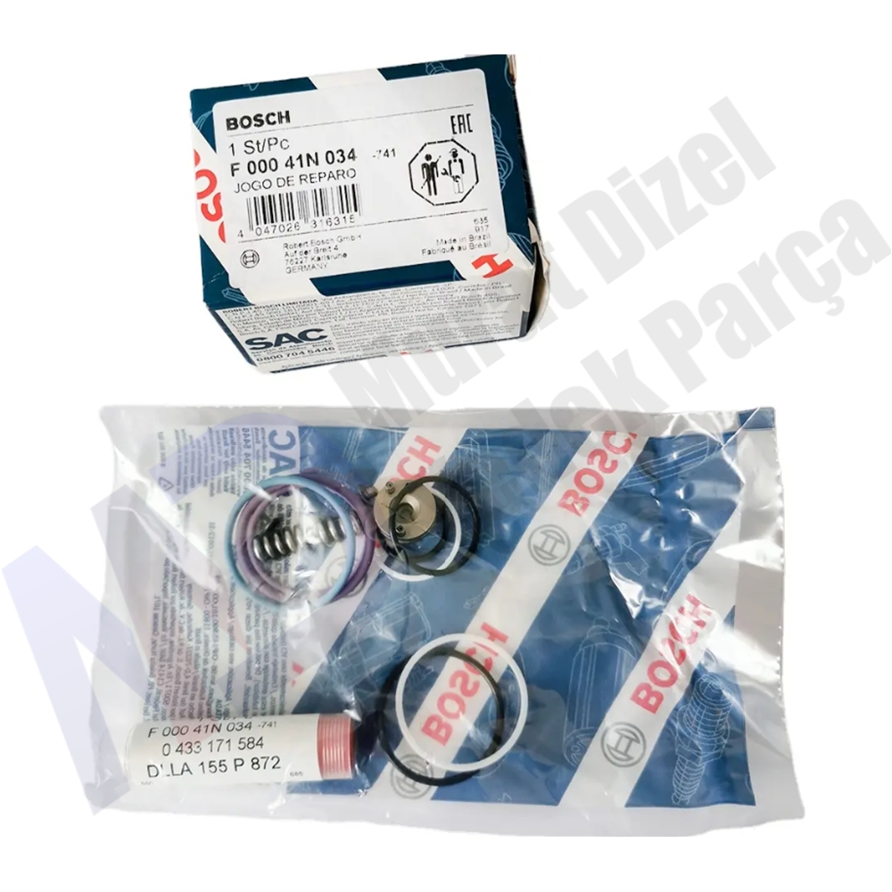 BOSCH F00041N034 Tamir Kiti 155 P 872 0433171584 Meme+Ara Parça +Yay+Pim+Gövde ve Bobin Lastikleri TM.TK