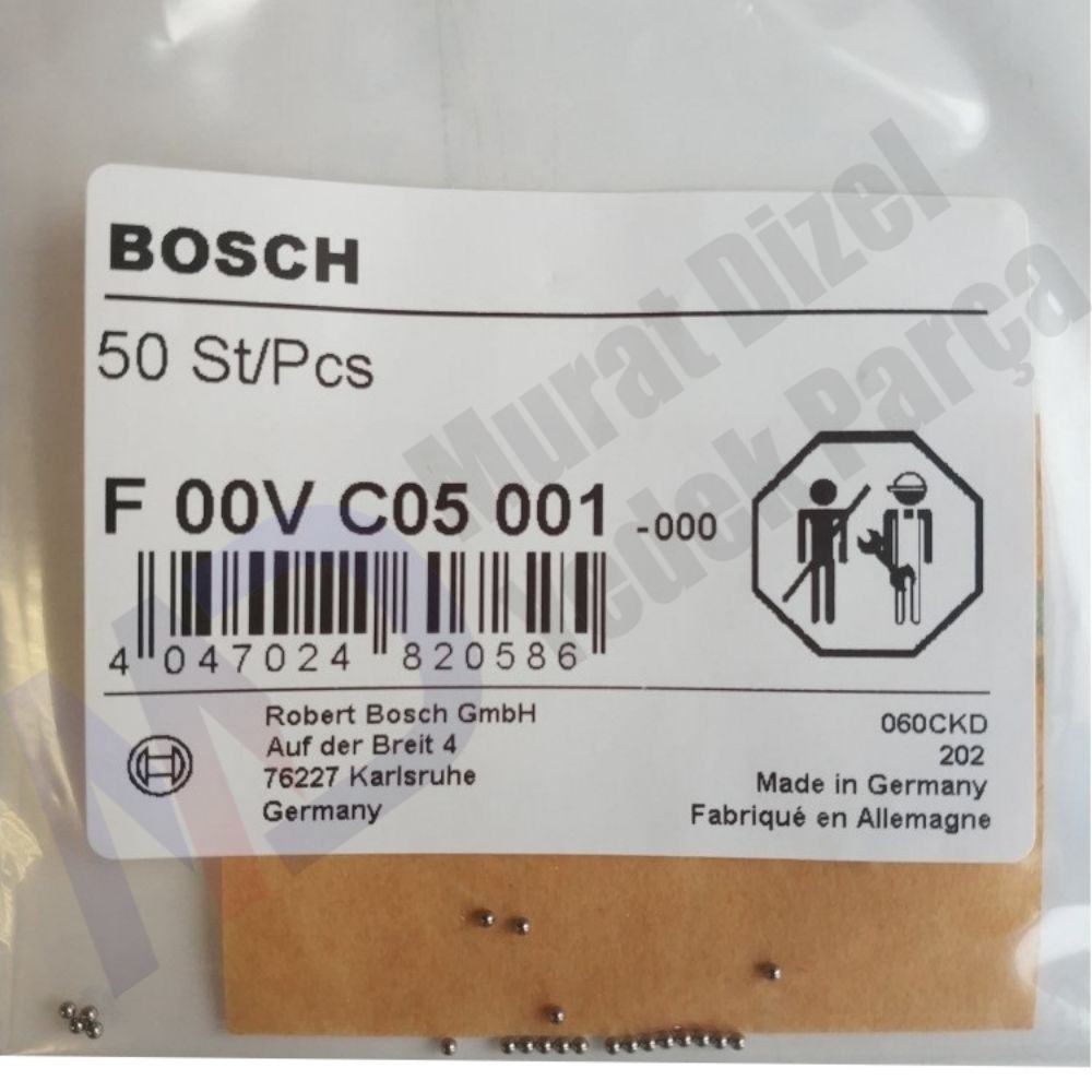 BOSCH F00VC05001 Valf Valf Bilyası (1,34 mm)