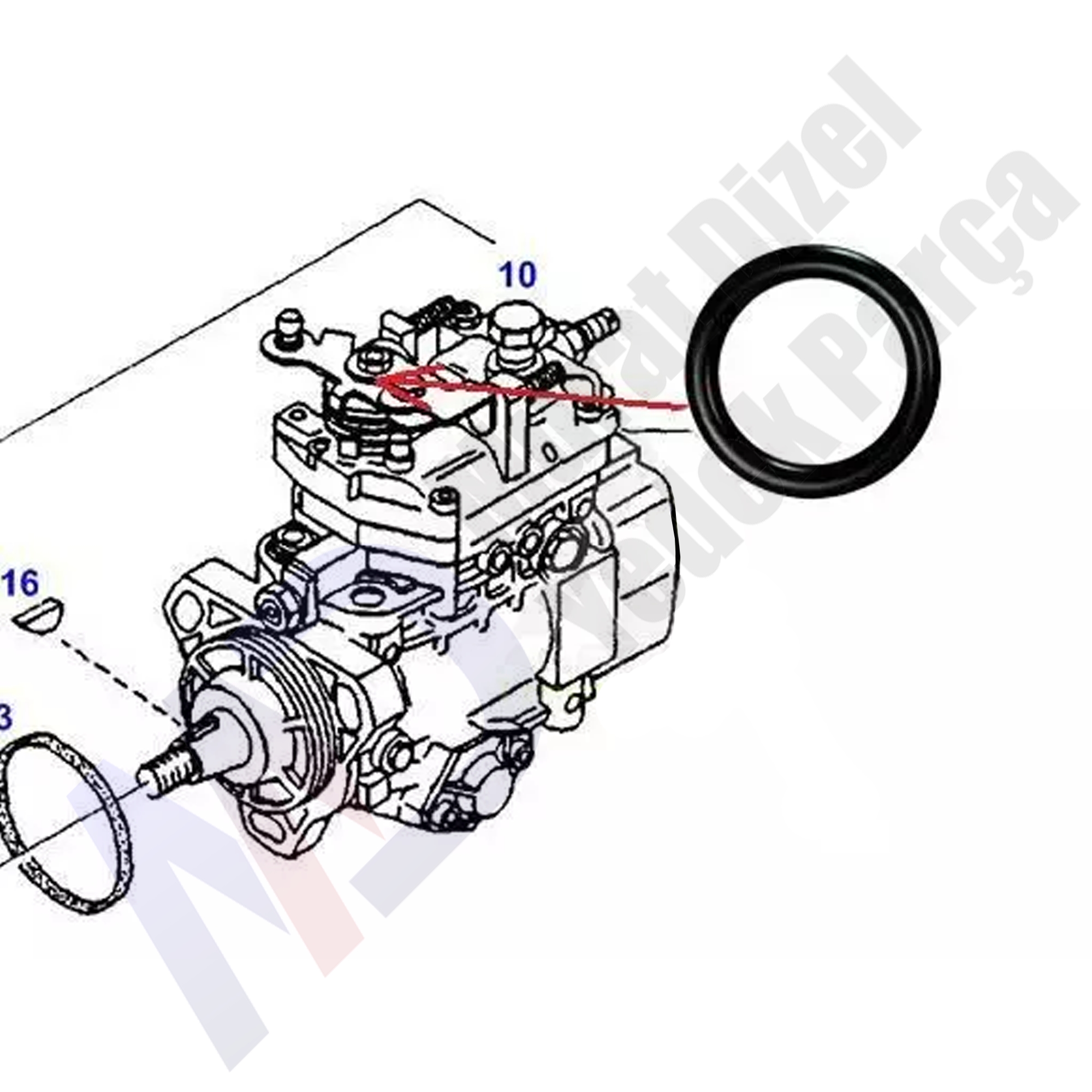 YERLİ PW-500-009 BOSCH GAZ KOLU LASTİĞİ VİTON 1460210008