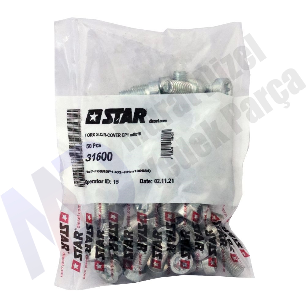 STAR ST-31600 Common Rail Common Rail Vida 8 x 16 F00R0P1362 - F01M100684  50 Lİ PAKET